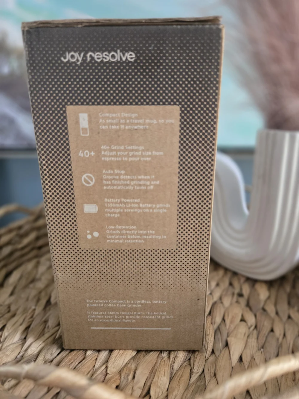 Joy Resolve Groove Compact Electric Coffee Grinder Black NIB